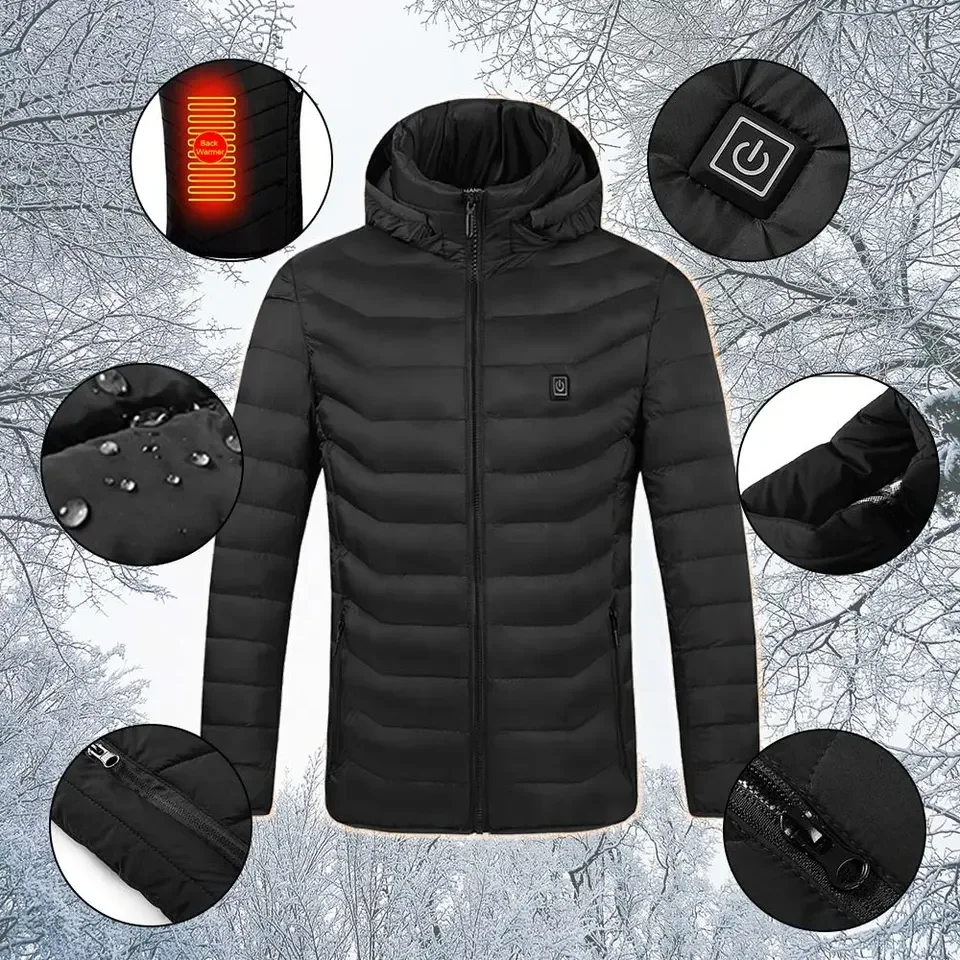 21 Areas Heated Jacket Men Electric Heating Jackets Heated Down Coat Men Women Clothing Winter Heatable Cotton Jacket 4