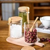 Glass Jars with Bamboo Lids and Spoons Spice Beans Tea Glass Canisters Sealed Container for Yogurt Oatmeal Kitchen Accessories 6