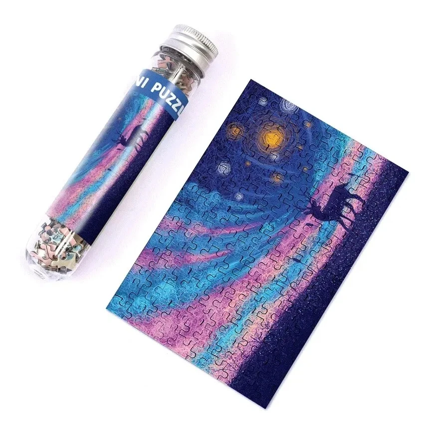 Test Tube Jigsaw Puzzle 150pcs World Famous Painting Van Gogh Monet Sunrise Impression Decompress Toy Educational Family Game 2