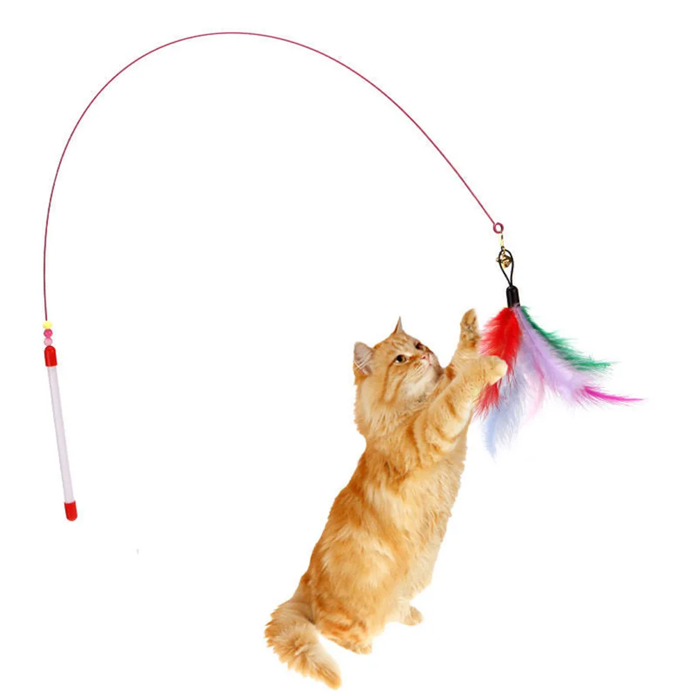 

Pet Cat Toy Cat Wand Fluffy Feather with Bell Sucker Cat Stick Toy Interactive Toys for Cats Kitten Hunting Exercise Pet Product