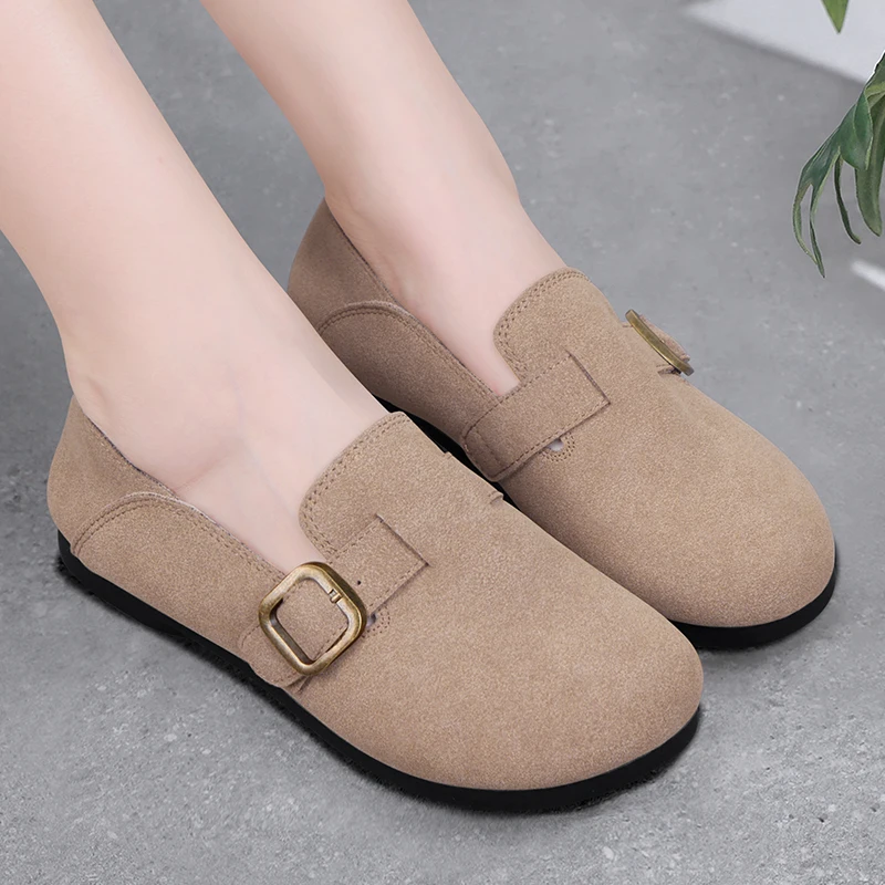 

Мокасины женские с закрытым носком, повседневные туфли без застежек, с круглым носком, плоская подошва, классические, лето 2024
