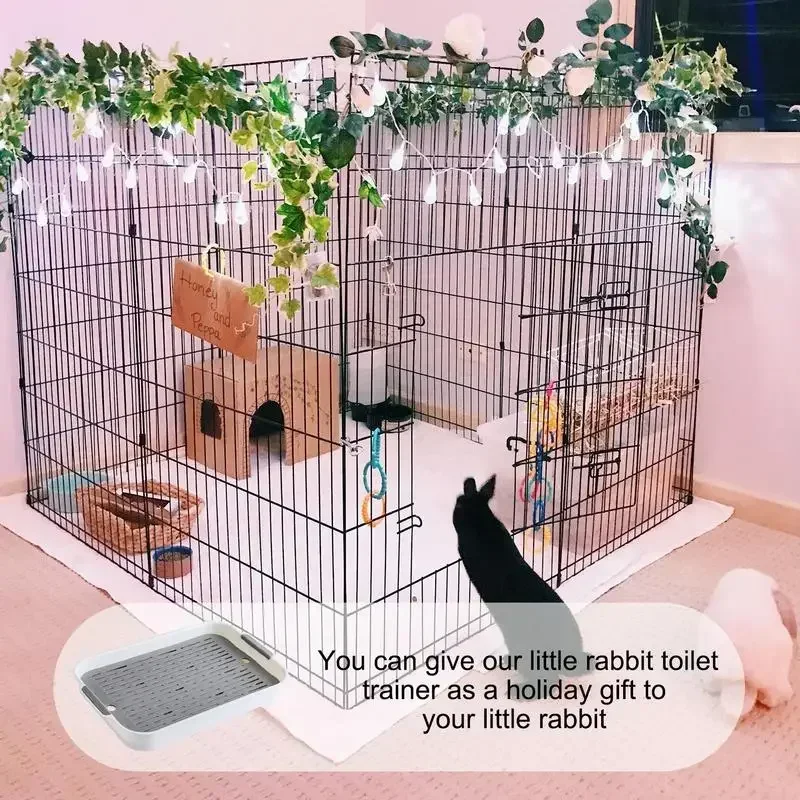 배수용 코너 애완 동물 고양이 토끼, 변기 상자가있는 작은 토끼, 트레이너 트레이 케이지, 쓰레기 변기