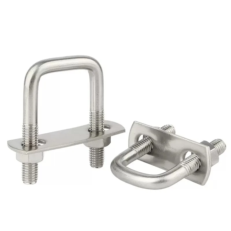 M6 M8 304 Stainless Steel Square Clamp U Bolt Right Angle U Screw Clamp Nuts Plate Baffles Bolt Set
