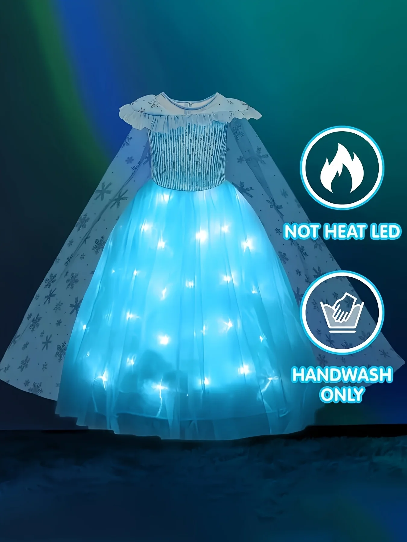 Stunning Frozen Elsa Dress With Led Light For Girls
