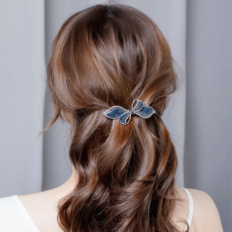 Crystal Rhinestone Bow Spring Hair Clip Women Hair  display picture 1