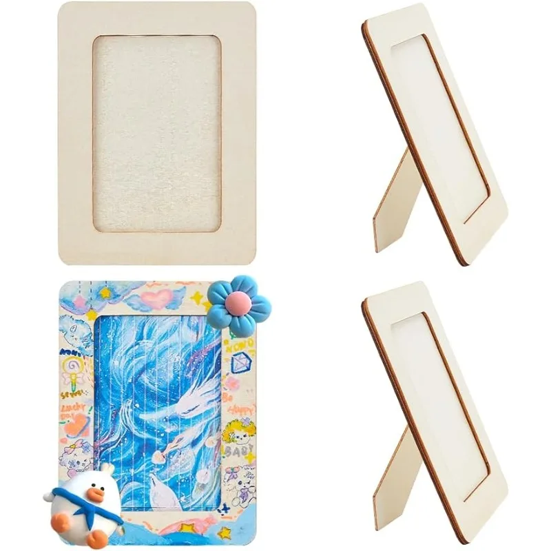 Wooden Picture Frame Rectangular 7.6" x 5.6" Craft Frames Set for 5.2"x3.2" Photo Tabletop 4pcs