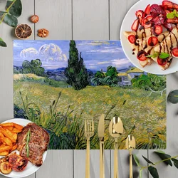 Van Gogh Inspired Linen Table Mats - Sunflower & Starry Night Design Coasters - 30x40cm1pcs (Cdvangogh07g)
