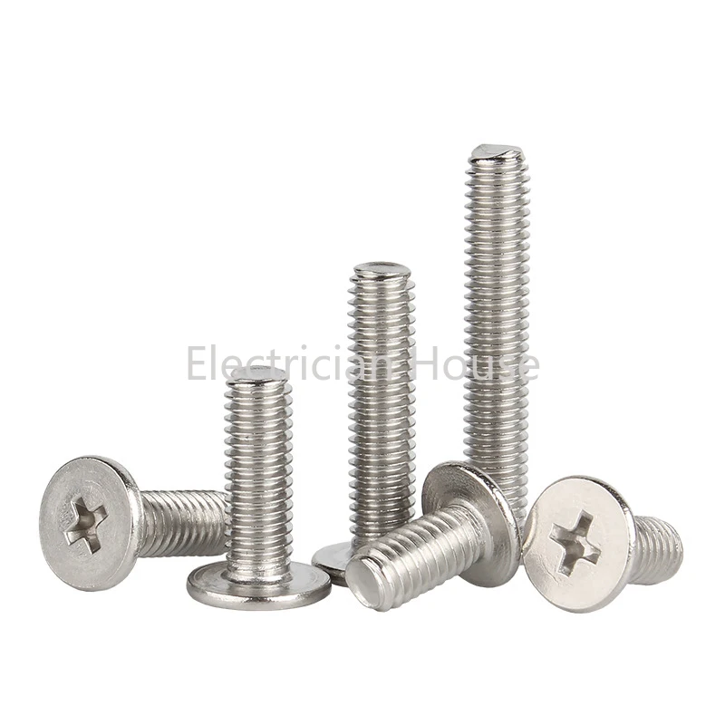 Stainless Steel Screw Cross Phillips CM Ultra Thin Super Low Flat Wafer Head M1.4 M1.6 M2 M2.5 M3 M4 M5 M6 M8 10pcs/lot