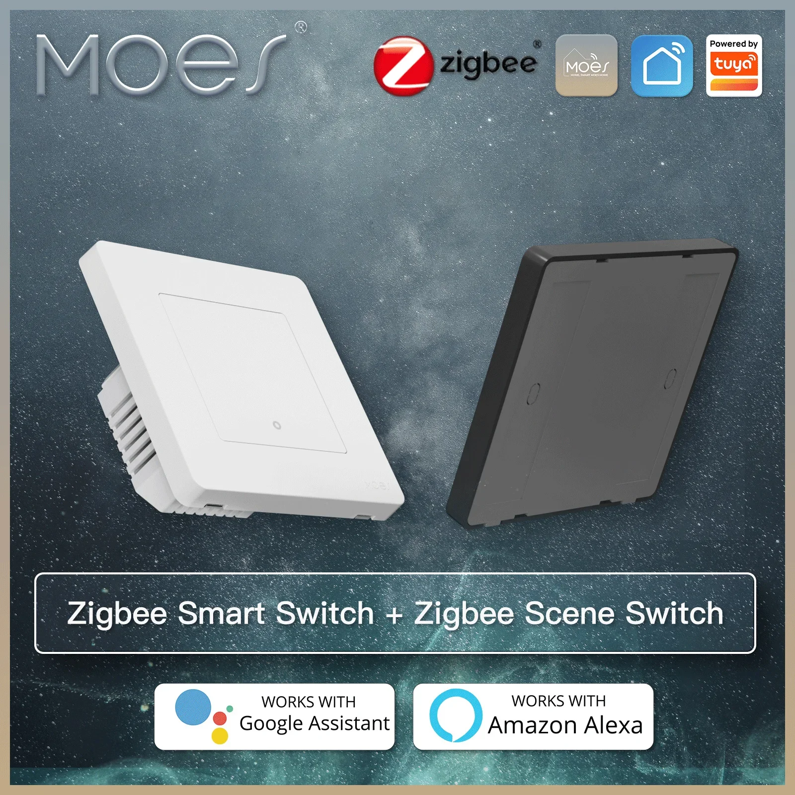 Interruptor Inteligente MOES Con Pantalla Táctil, WiFi Y Zigbee - Funciona Con Alexa Y App, Voltaje 100-240V