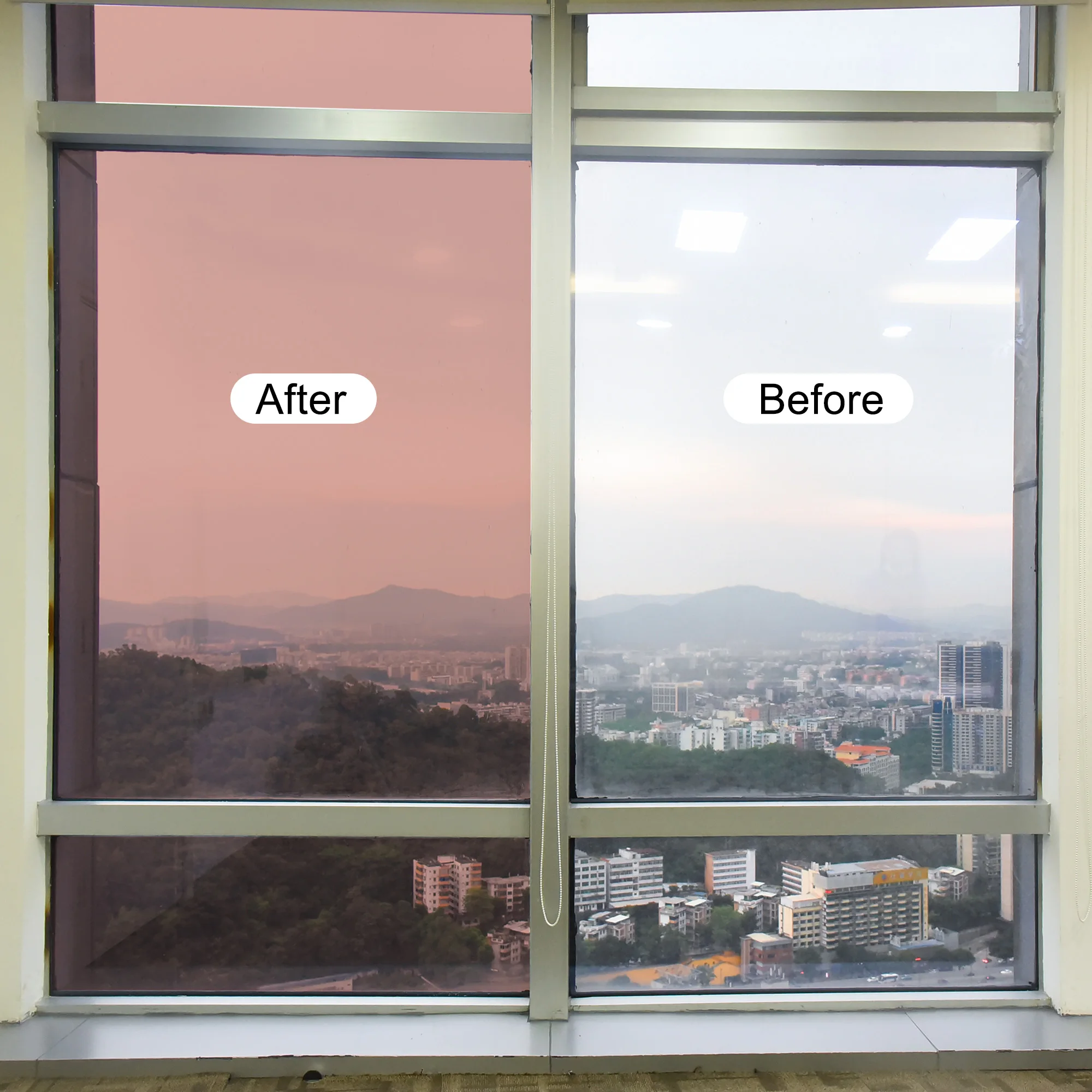 uxcell Window Film, Glass Sun Blocking, Heat Control Self Adhesive Brown Window Tint, 9.8x1.97ft for Home Office