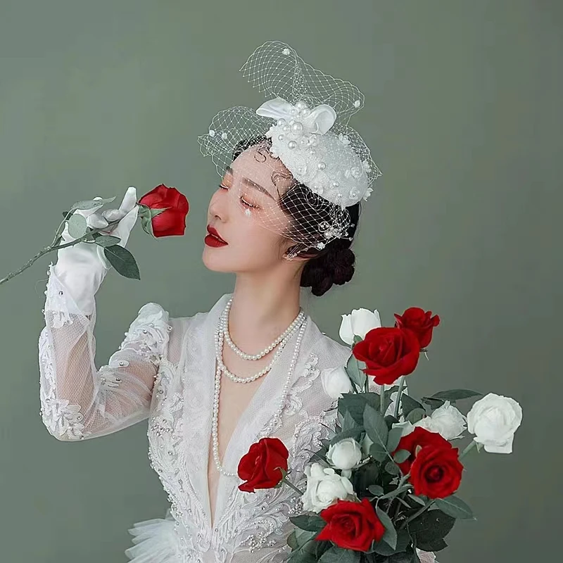 Bridal Hair Accessories Luxury Pearl Handmade Fascinator for Wedding