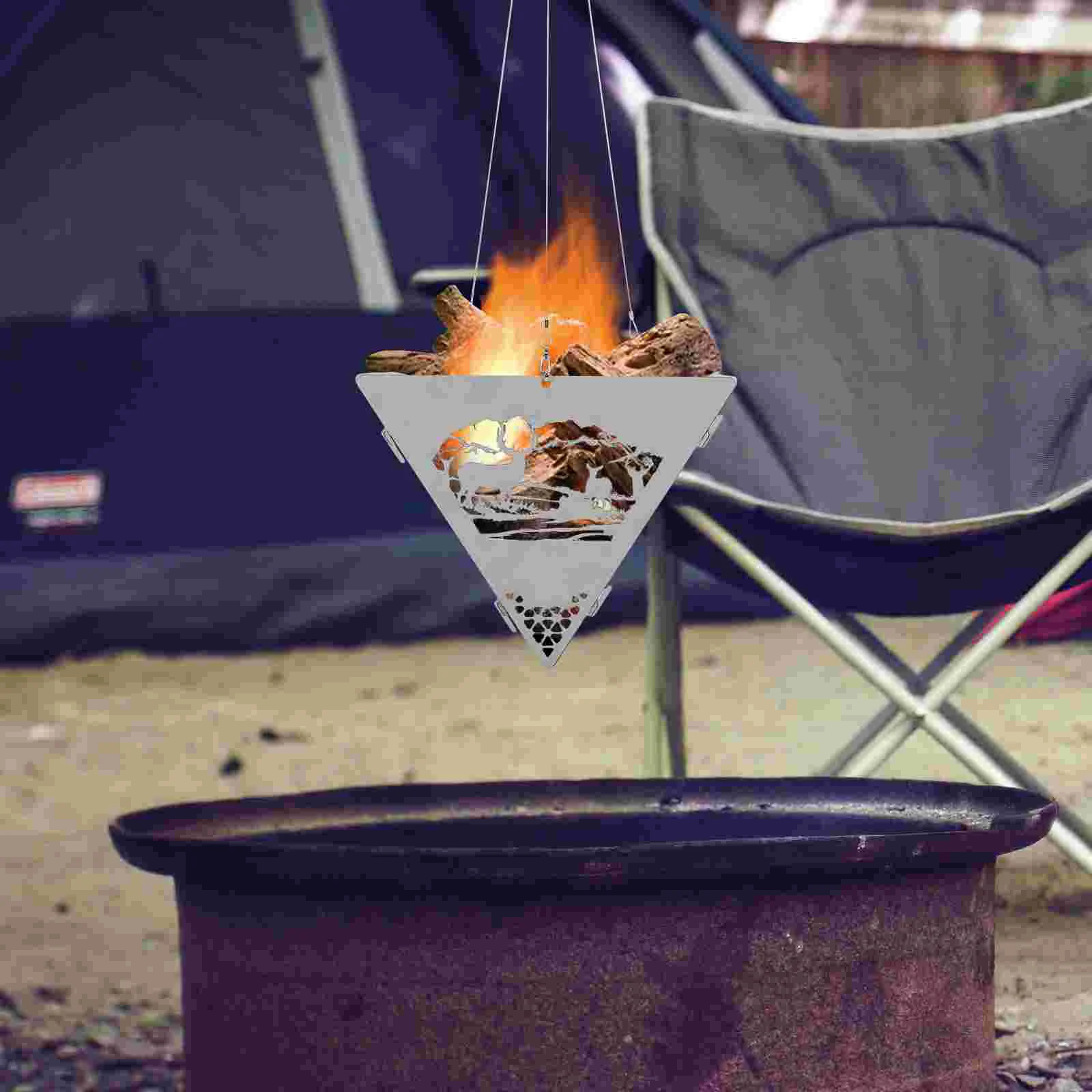 

Bonfire Stove Stainless Steel Triangle Metal Hanging Garden Barbecue BBQ Griddle for Outdoor Grill