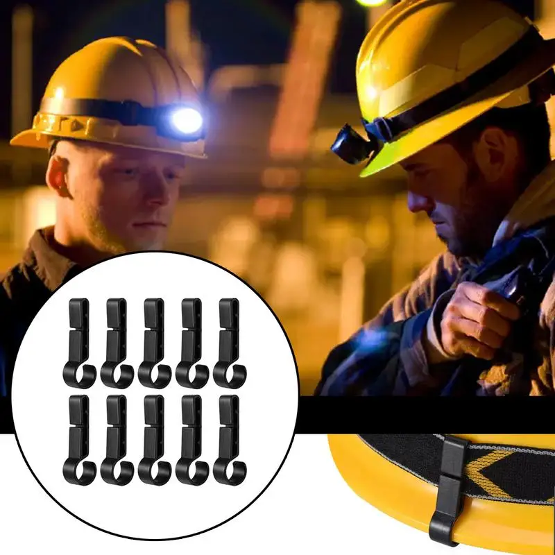 MABAHON 10 pezzi Clip per luce del casco per faro, gancio per faro, Hardhat clip per fari accessorio per faro, facile da montare sul casco con bordi stretti