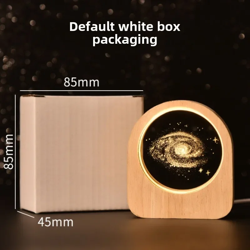 Creative Wooden Luminous Base 3D Carved Crystal Ball Desktop Decoration Gift Small Night Light Bedside Office Decoration Gift