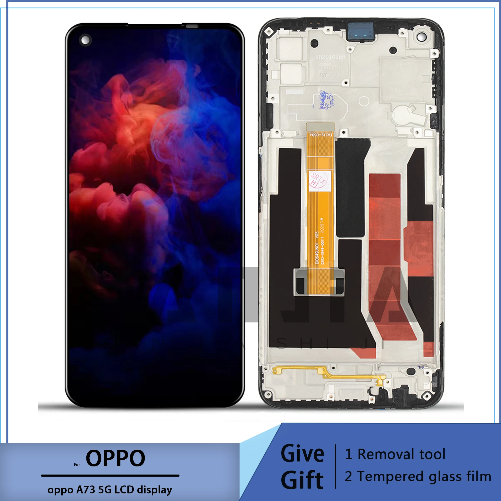 OPPO A73 LCD Display Screen Touch Digitizer Assembly with Frame,For OPPO A73 5G, Narzo 30 Pro 5G, RMX2111, V5 5G