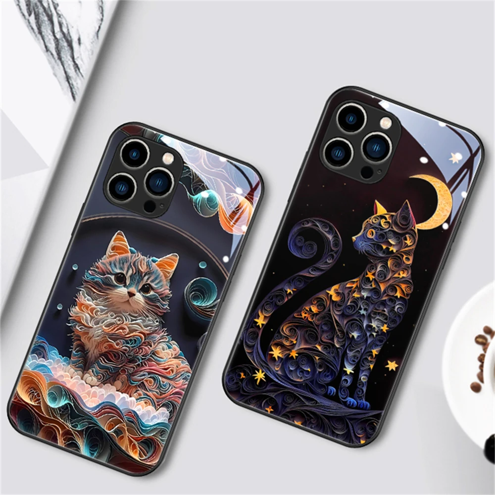 Colorful Cat Sound Music Control LED Light Up Phone Case For Honor V40 60 70 80 90 Pro Huawei Nova 7 8 9 10 11