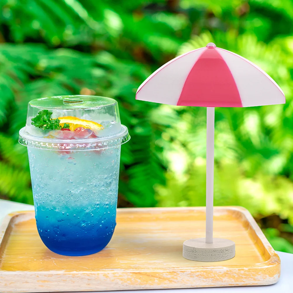 

6 Pcs Mini House Accessories Decor Beach Miniature Umbrellas Wooden Sun Toys