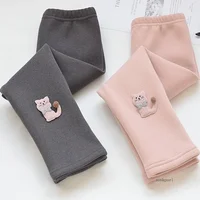 2024 Leggings Girls Velvet Pants Autumn Winter Kids Cotton Stretch Warm Trousers Baby Girls Pants 1