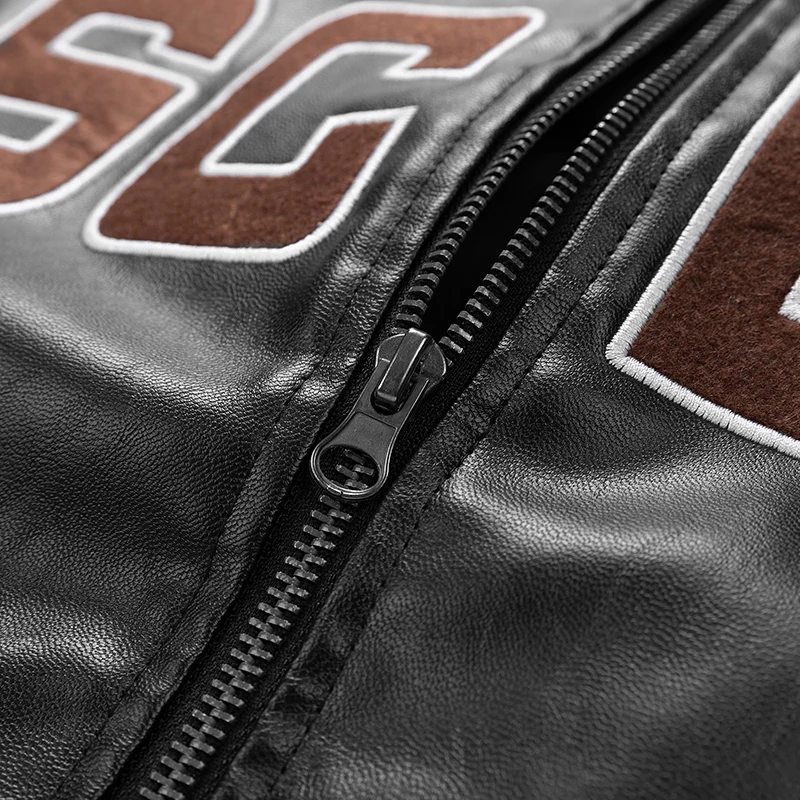 Giacca in pelle uomo PU cappotti Bomber moto Oversize 6XL 7XL 8XL Plus Size Baseball nero autunno campeggio Casual College maschile 4