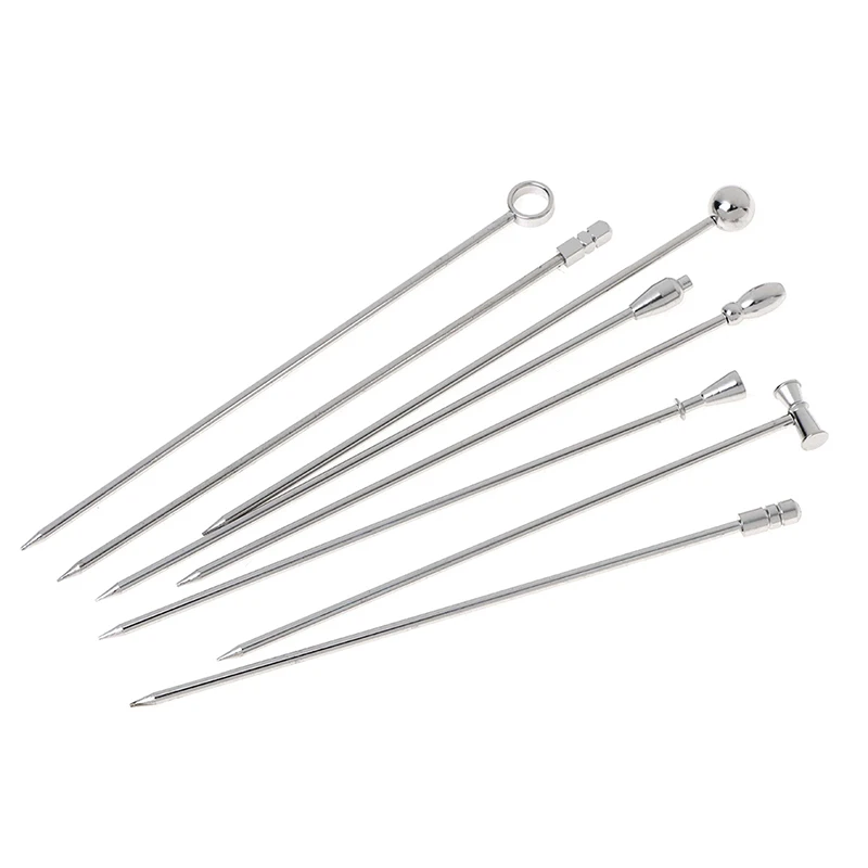 4PC Stainless Steel Cocktail Sticks Fruit Sticks Reusable Drink Pick Martini Pick Olive Fruit Fork Party Wedding Accessory Cocktail Skewers
