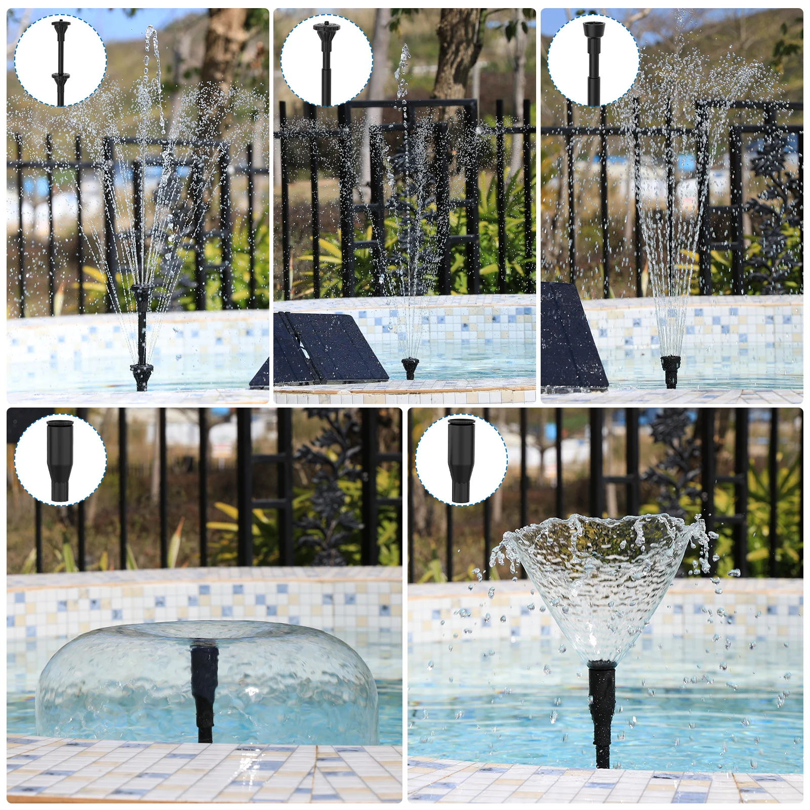 20W Solar Water Pump Kit, Solar Powered Water Fountain Pump with 6 Nozzles, Feature Outdoor Fountain for Bird Bath