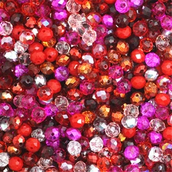 Isywaka Pink Silver Faceted Crystal Glass Spacer Beads for Jewelry Making, 50pcs (Red multicolor)
