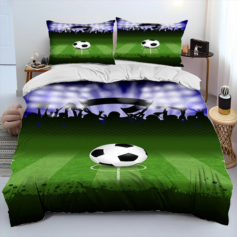 

3D Soccer Football Comforter Bedding Set,Duvet Cover Bed Set Quilt Cover Pillowcase,King Queen Size Bedding Set for Adult Child