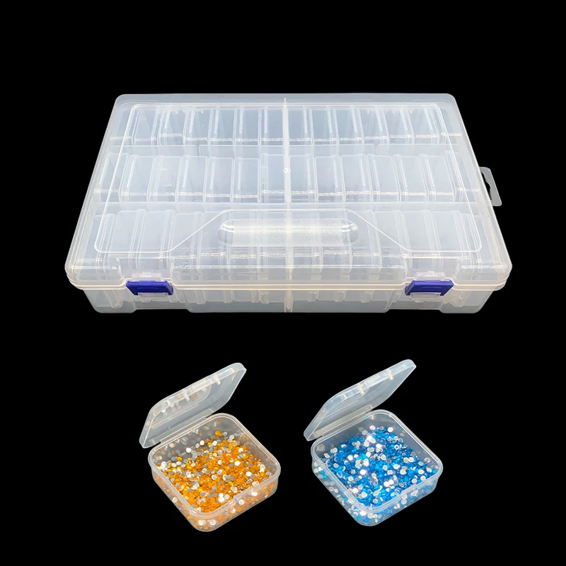 Storage Box Diamond Painting Storage Box Storage Container Plastic Storage Box Storage Bag 42PCS Square Storage Box Pearl Bead Diamond Painting Drills Storage Box Medicine Organizer with Accessories Classification Box