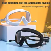 Adult Swimming Goggle Silicone Swimming Goggles Large Frame With Earplugs Silicone Children's Waterproof And Anti-fog HD Glasses 2
