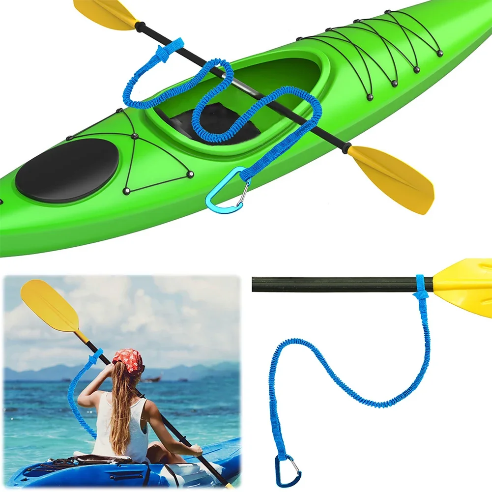 1/2/4pcs Elastic Kayak Paddle Leash Adjustable With Safety Hook Pole Coiled SUP Kayaking Lanyard Cord Tie Rope Boat Accessories