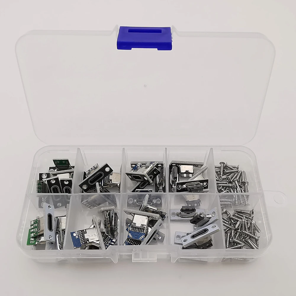 40Sets USB 3,1 Jack Typ C Stecker Buchse Mit Schraube Befestigungs Platte Typ-C USB Jack 2Pin 4Pin 6Pin Weibliche Lade Port – Detail 3
