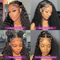 200 densité 46 pouces 13x6 HD Transparent lâche vague profonde dentelle frontale perruque cheveux humains Remy bouclés 13x4 dentelle avant perruques pour les femmes 4