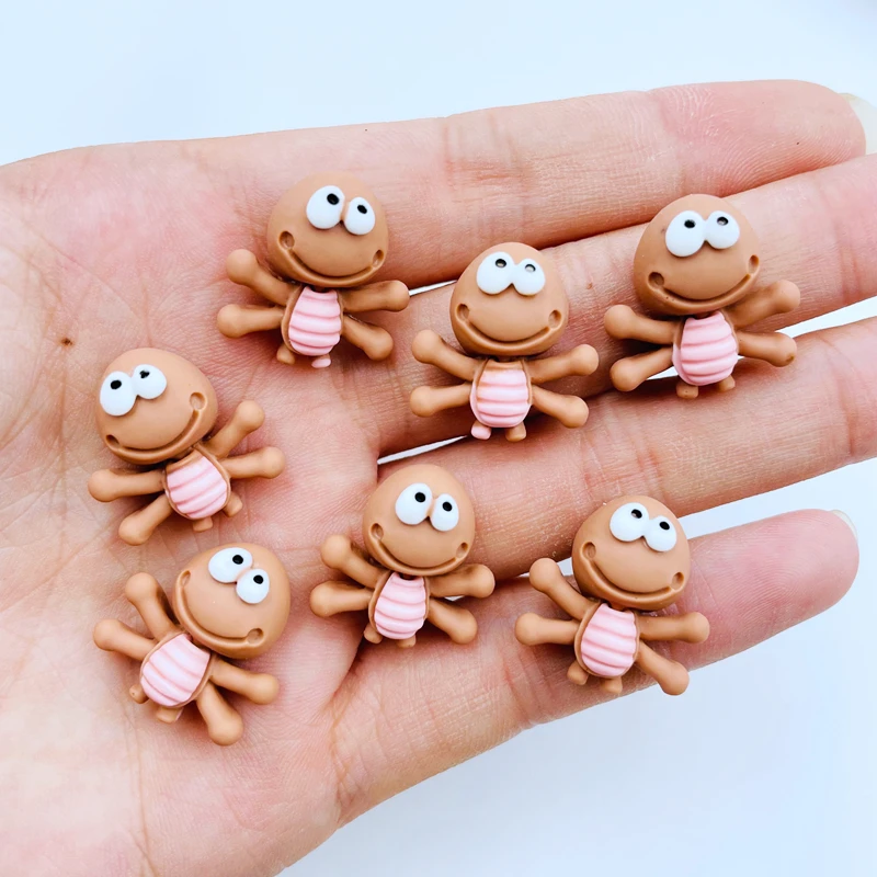 

12 Pcs New Mini Cartoon Cute Spider Flat Back Resin Cabochon Scrapbook Kawaii DIY Embellishments Charm Accessories H06