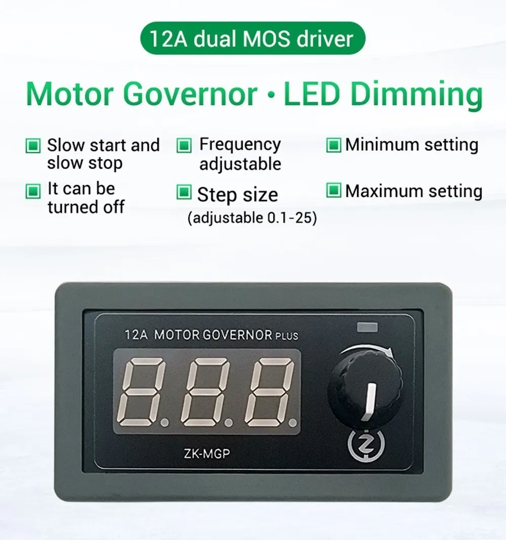 Description Picture 3 of itemZK-MGP Adjustable Speed PWM DC Motor Controller 5-30v 12A 360W 6V 12V 24V Slow Start Slow Stop Module