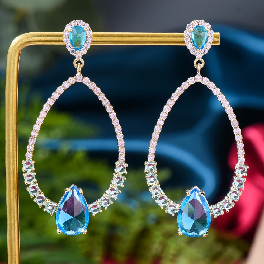 SisCathy European Style Pendat Earrings Women Cubic Zirconia Party Prom Jewelry Accessory Valentine's Day boucle d'oreille