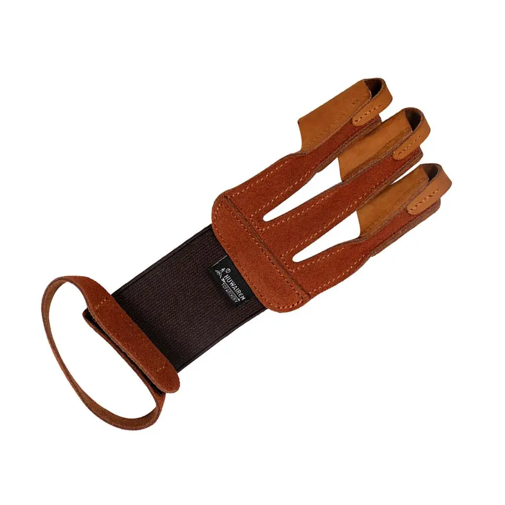 Archery Hand Finger Protective Glove Bow Arrow Hunting Shooting Glove Brown
