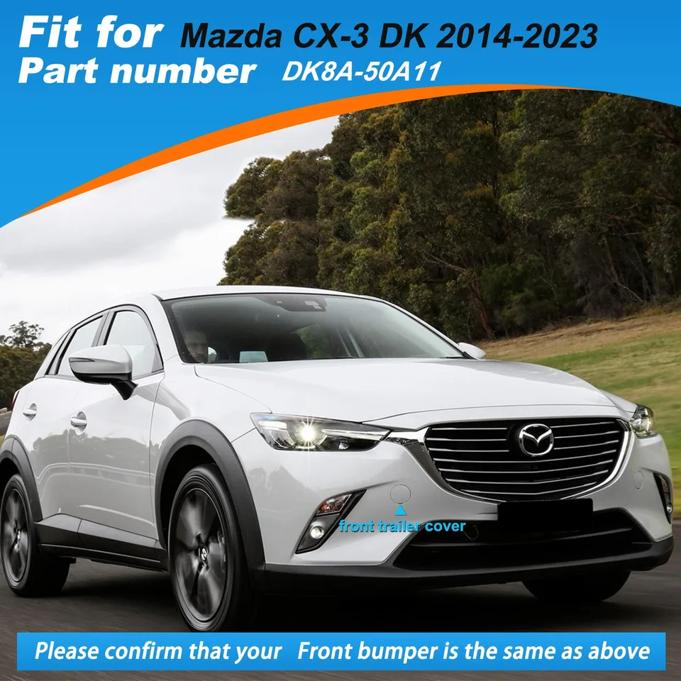 thumbnail image 2 of Front Right Tow Hook Cover For Mazda CX-3 2016-2021 - Snowflake White Passenger Side Bumper Cap 2 of 6