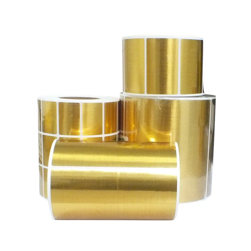 Brushed Gold Thermal Transfer Label PET Barcode Adhesive Sticker Waterproof Tear-proof PET Gold Sticker Label(Not Thermal Paper)