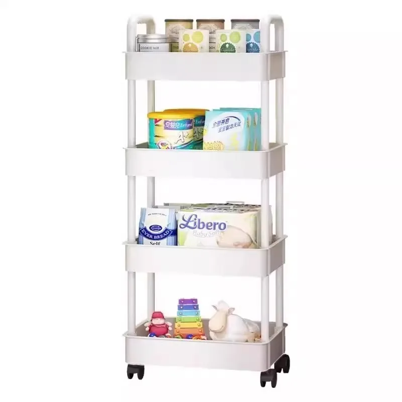 Kitchen racks floor multi layered wheeled household mobile carts vegetable baskets and snacks storage storage racks Family Gifts