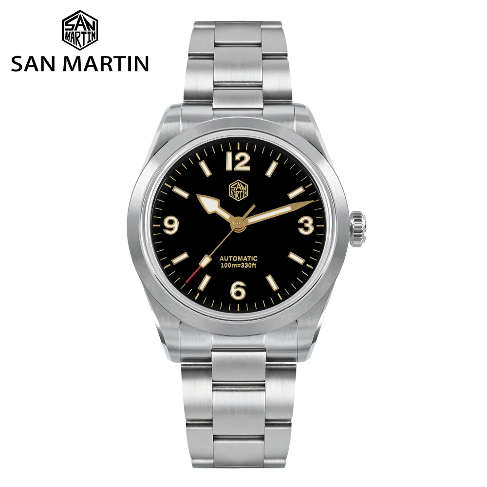 

San Martin Design 38mm Explore Men Watch 38mm Luxury Casual Waterproof Automatic Mechanical Watches Enamel Dial 10Bar SN0107G-4