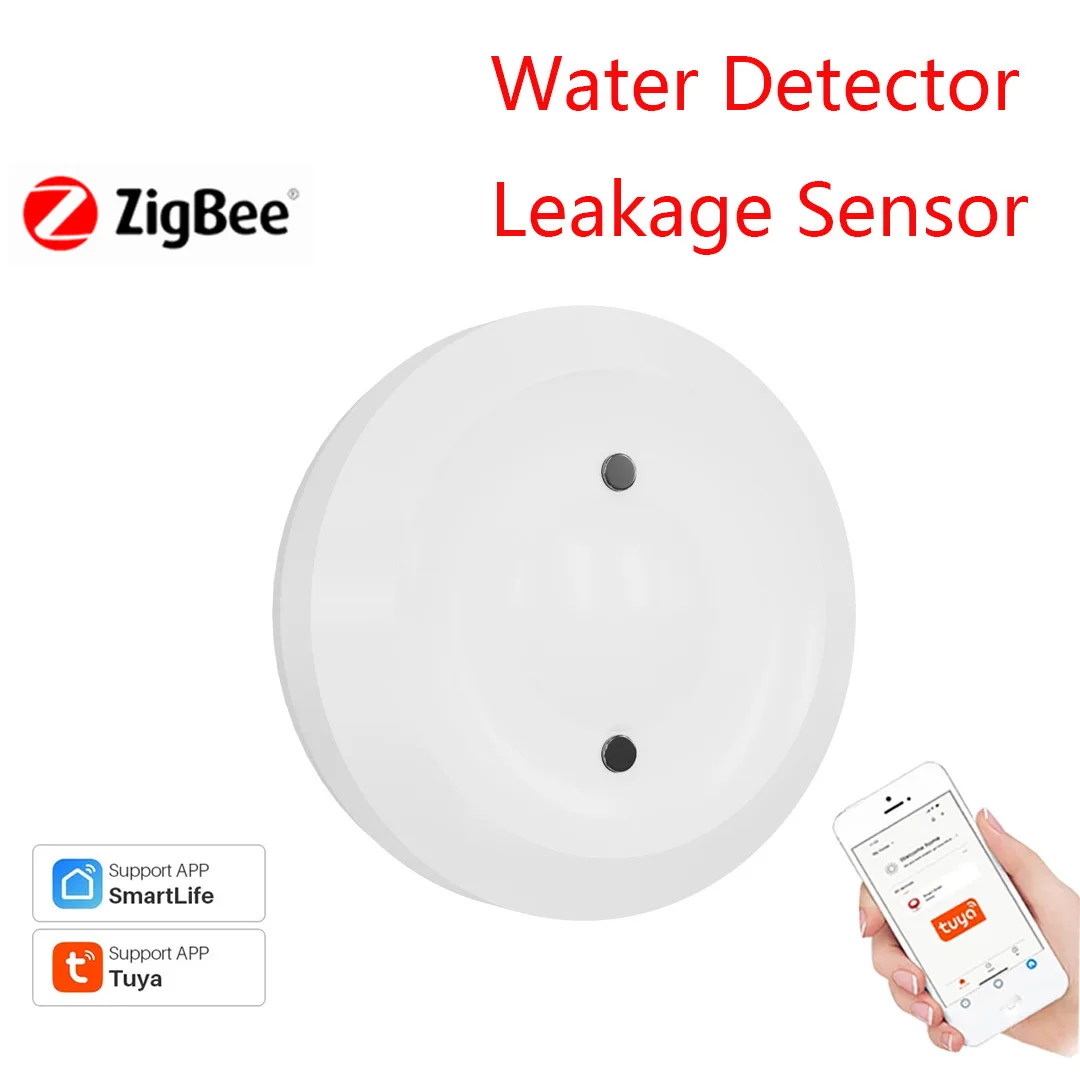 датчик утечки воды tuya zigbee инфракрасный датчик утечки воды для умного дома с сигнализацией Датчик погружения Tuya ZigBee для умного дома, автоматический детектор утечки воды с дистанционным управлением через приложение