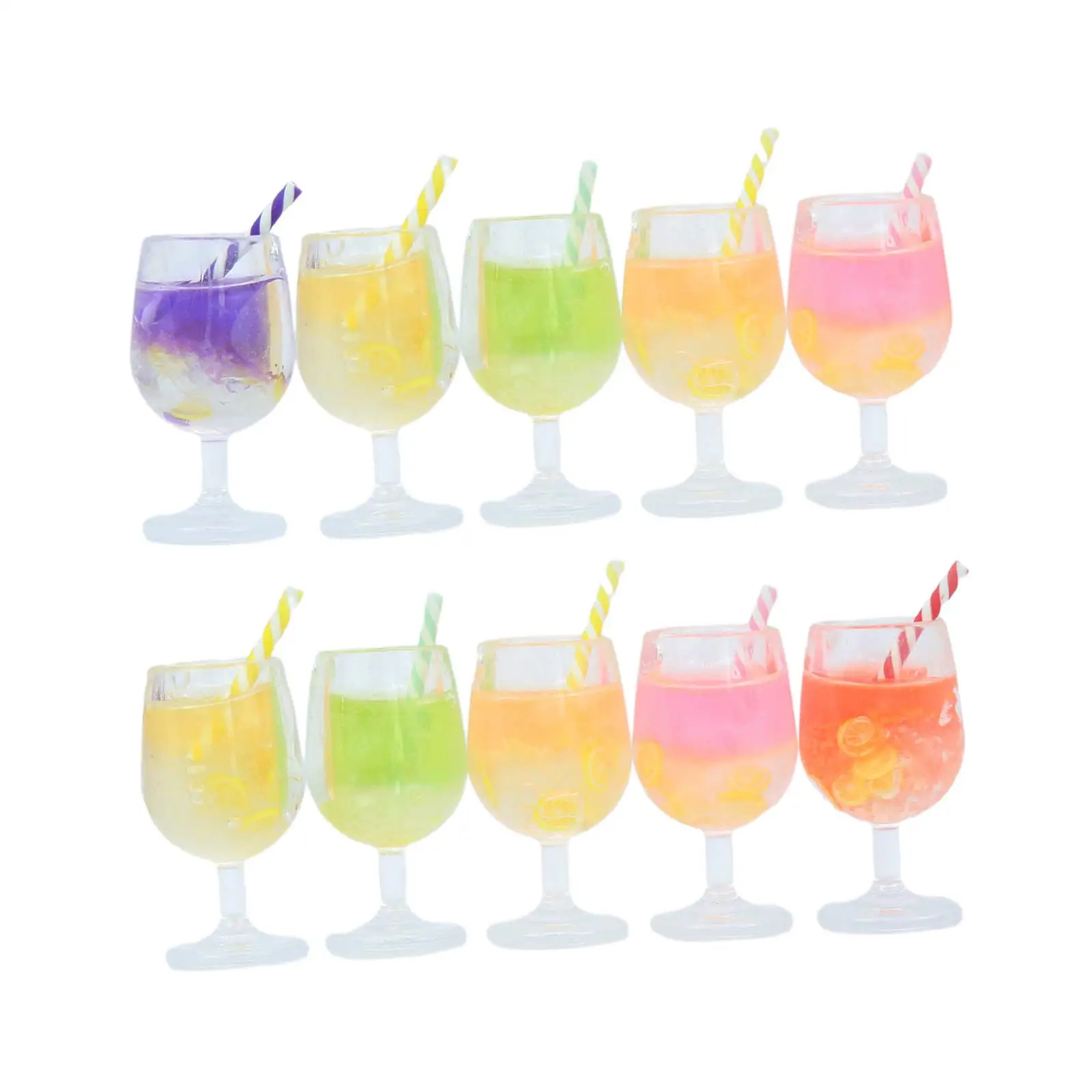 10 Pieces 1:12 Bottle Charms Simulated Juice Adornment Toy for Miniature Scene Accessories Architectural Micro Landscape Layout