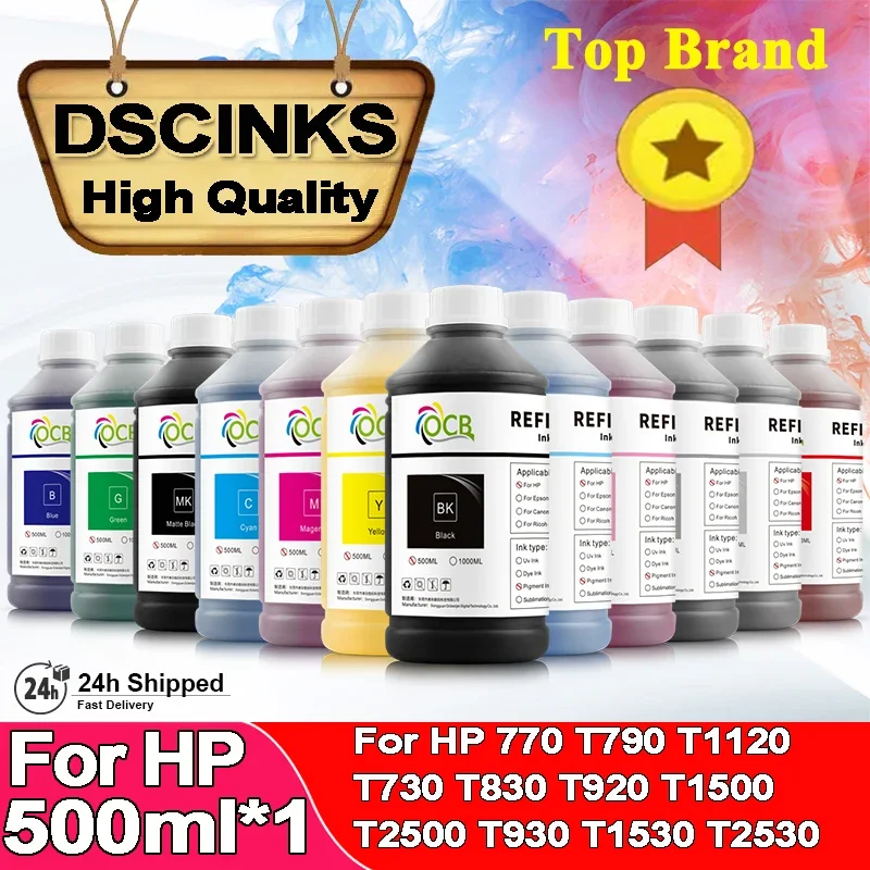 Pigment Ink 500ML For HP 72 70 T770 T790 T1120 T1300 T620 T610 T1100 T2300 Z2100 Z5200 Z3100 Z3200 Z5400 T920 T930 T2530 Printer