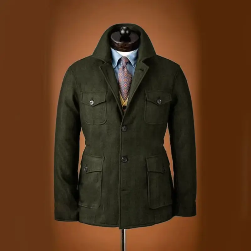 Men's Tweed Jacket Tuxedo Woolen Suit High Quality Costumes Wool Single Breasted Casual Slim Fit Male Blazers Autumn Winter - Image 4