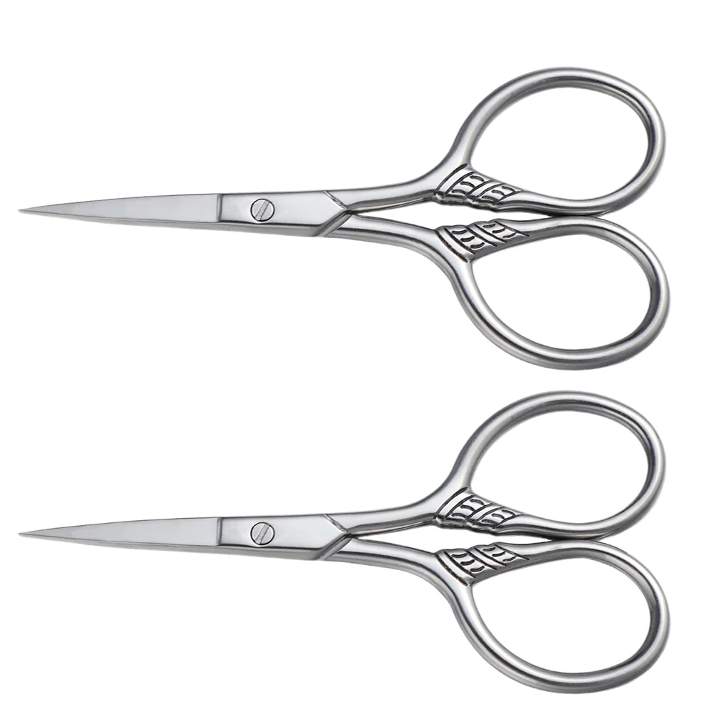 

2Pcs Stainless Steel Mustache Trimming Shear Men Beard Scissors for Facial Body Size M (Silver)