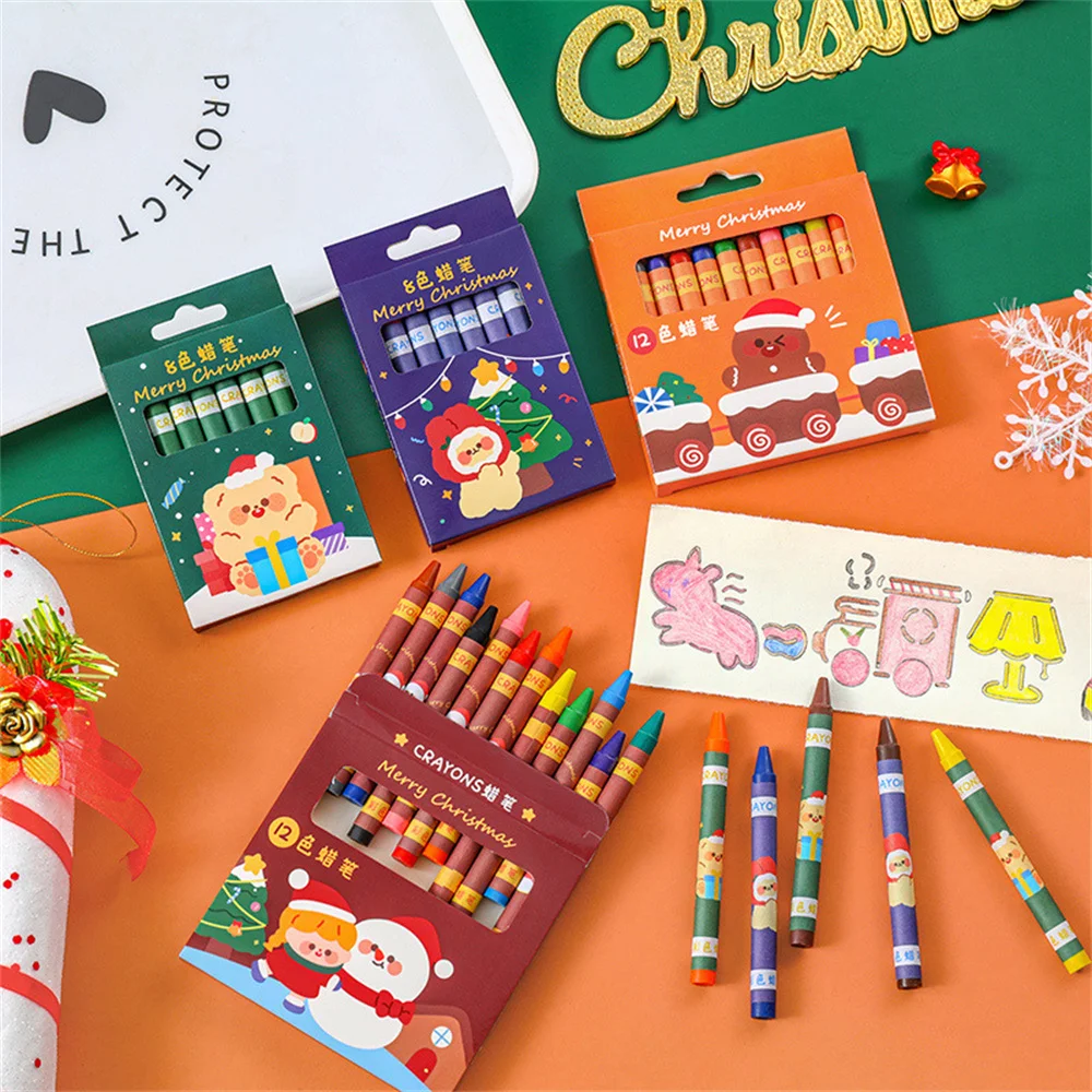 Crayons For Kids 8/12 Colors Christmas Toddler Crayons Non-Toxic