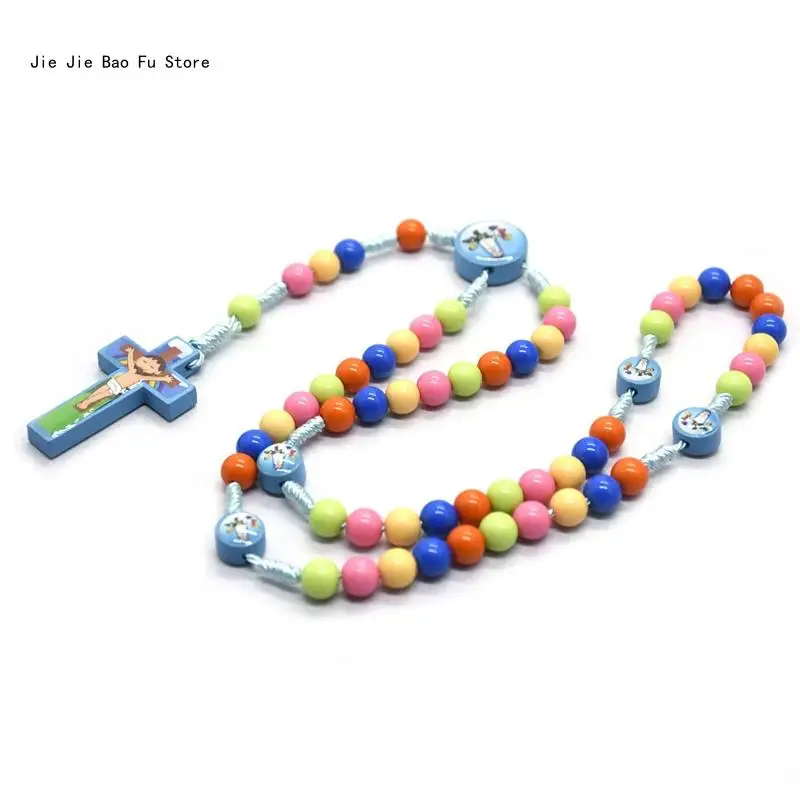 E8BD Cartoon Jesus for Cross Rosary Necklace Catholic Jewelry Pendant for Birthday Wedding Festival Party Decoration acrylic cross decor