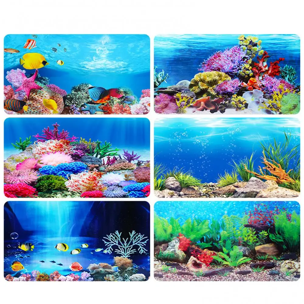 Aquarium Background Poster Ocean Self-adhesive Fish Tank Backdrop Sticker Decor