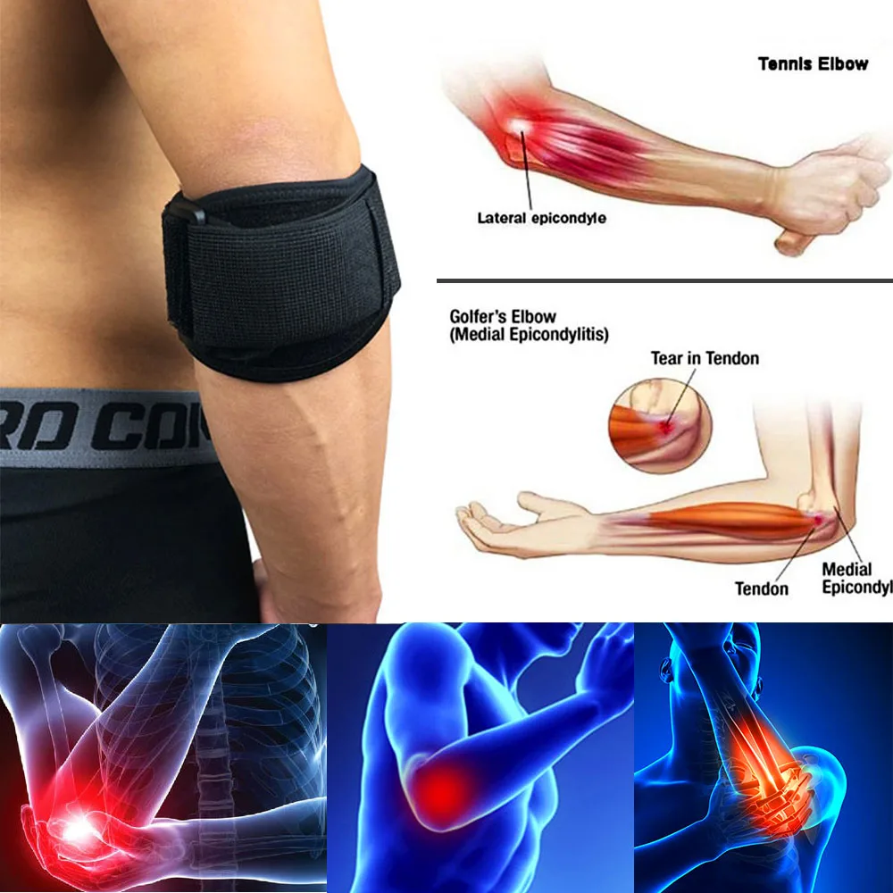 Elbow Brace Support Straps Adjustable Band with GEL Pad for Tennis Golfer Relieve Tendonitis Forearm Pain