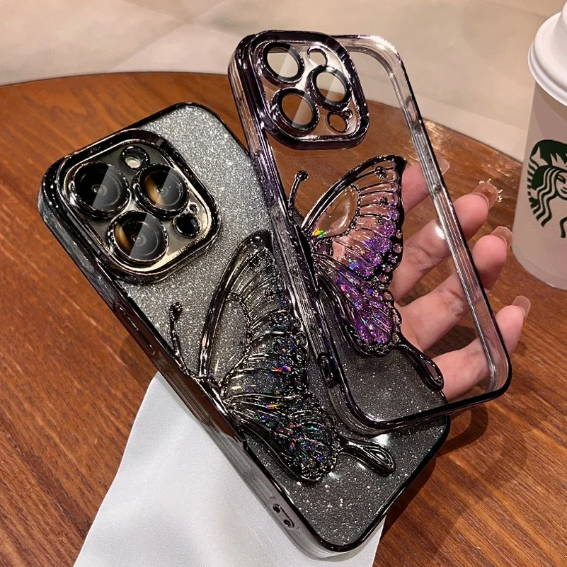 Luxury Glitter Quicksand Butterfly Clear Phone Case
